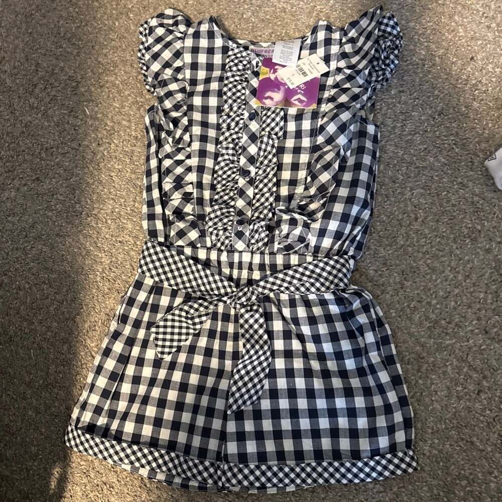 Blueberi Boulevard Toddler Girls Checkered Ruffle Romper Size 5